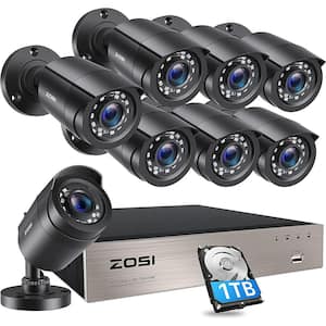 8-Channel 1080p 1TB DVR Surveillance System with 8-Wired Bullet Cameras
