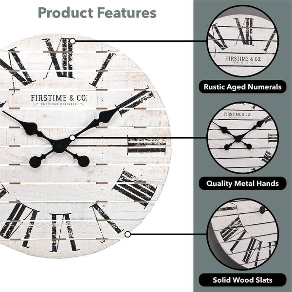  Oversized Vintage Black and White Wall Clock : Home