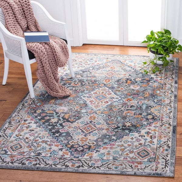 Phoenix 9 ft. x 12 ft. Ivory/Gray Ornate Medallion Area Rug