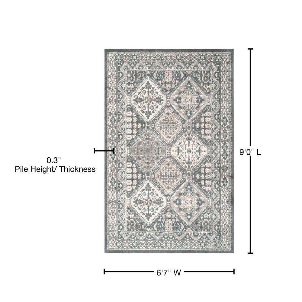 Charcoal Square Stain-Resistant Synthetic Area Rug