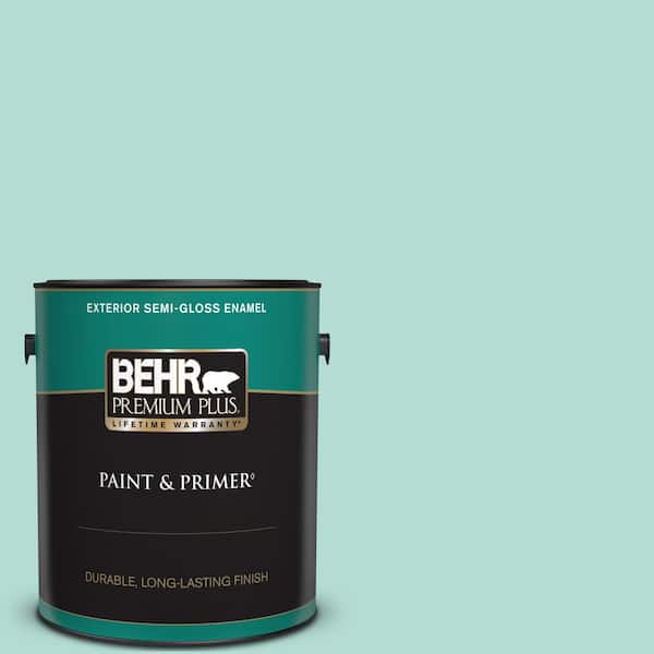 BEHR PREMIUM PLUS 1 gal. #490C-3 Balmy Seas Semi-Gloss Enamel Exterior Paint & Primer