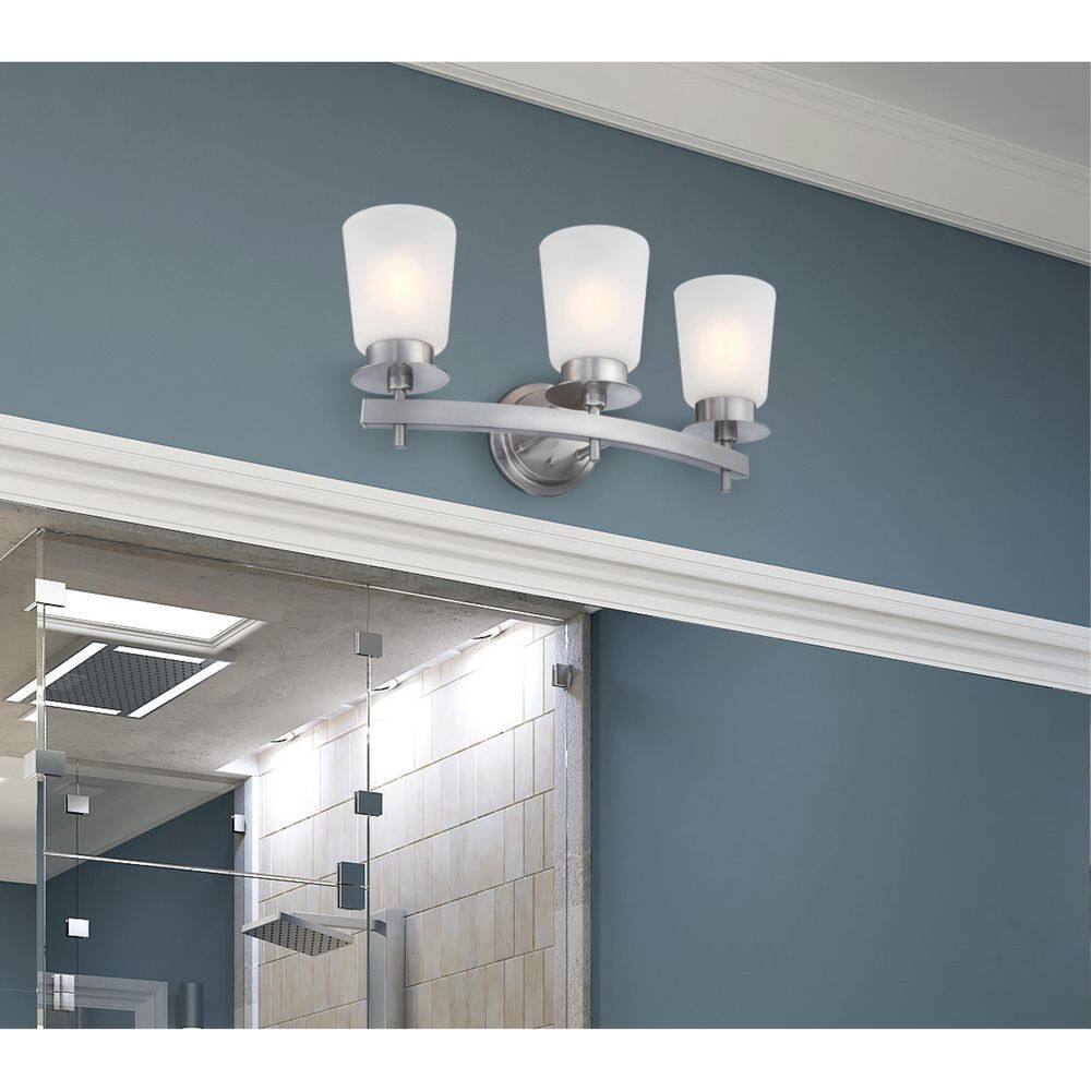 Reynaldo 23" Brushed Nickel Vanity Light with Frosted Glass Shades