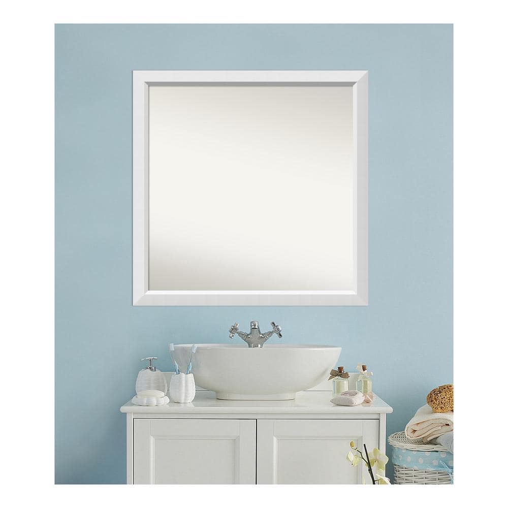 Blanco White 36.25 in. x 36.25 in. Custom Non-Beveled Wood Framed Bathroom 