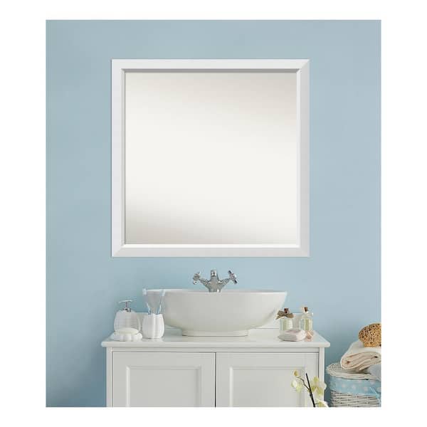 Amanti Art Blanco White 36.25 in. x 36.25 in. Custom Non-Beveled Wood Framed Bathroom Vanity Wall Mirror