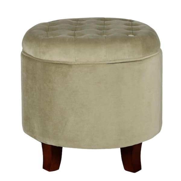 Red HomePop Upholstered Large Round Button Tufted Storage Ottoman with Removable Lid 