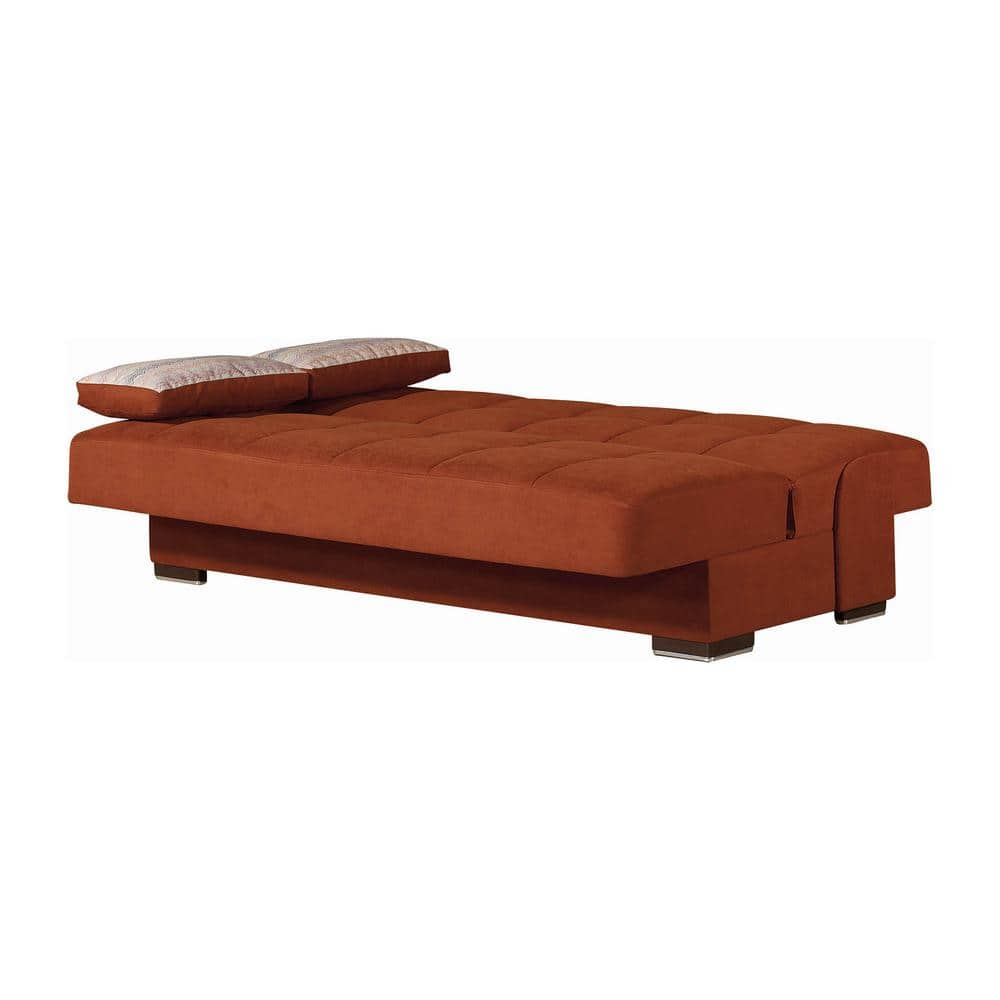 Soho Twin Sleeper Sofa with Storage in Vibrant Orange Chenille