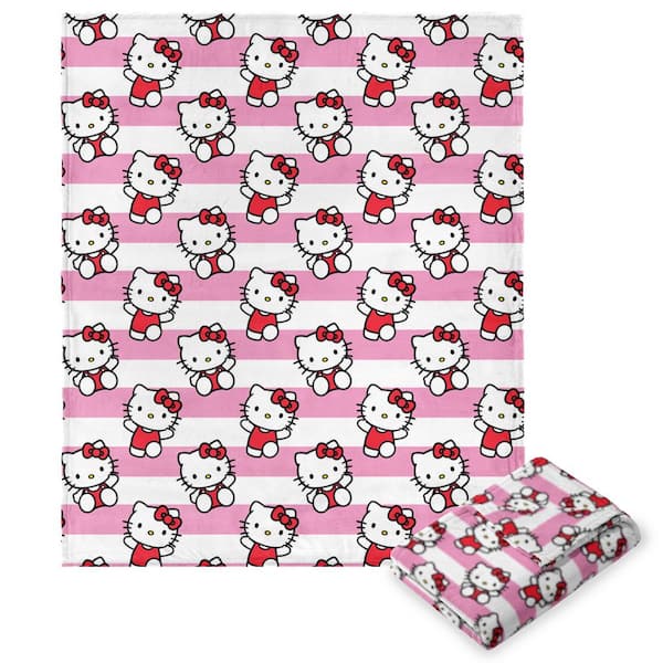 Sanrio Hello Kitty Bow And Stripes Silk Touch Throw Blanket 50x70 Inches
