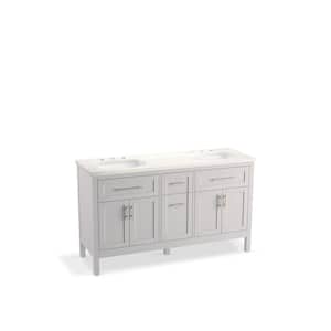Hadron 61 in. W x 20 in. D x 36 in. H Double Sink Freestanding Bath Vanity in Atmos Grey with Quartz Top