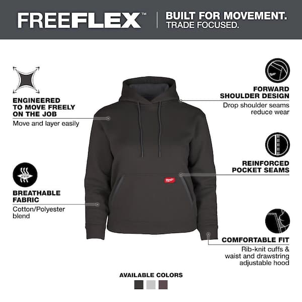 Women's X-Large Black Midweight Cotton/Polyester Long-Sleeve Pullover Hoodie