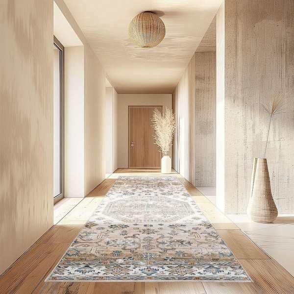 nuLOOM Darby Persian Spill-Proof Machine Washable Ivory 8 ft. x 10