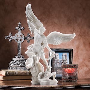 15 in. H St. Michael the Archangel Bonded Marble Angel Statue