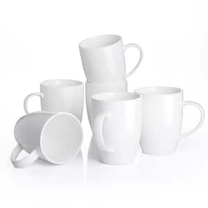 12.5 oz. Porcelain White Coffee Mugs Cappuccino Cups(Set of 6)