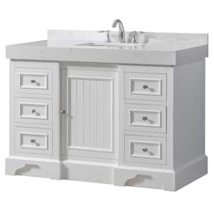 Kingwood Exclusive 48 in. W x 23 in. D x 36 in. H Single Sink Bath Vanity in White with White Culture Marble Top