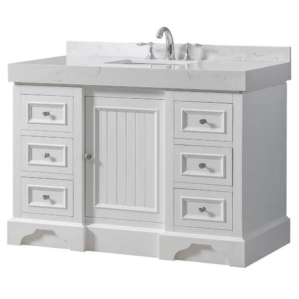Direct vanity sink Kingwood Exclusive 48 in. W x 23 in. D x 36 in. H Single Sink Bath Vanity in White with White Culture Marble Top