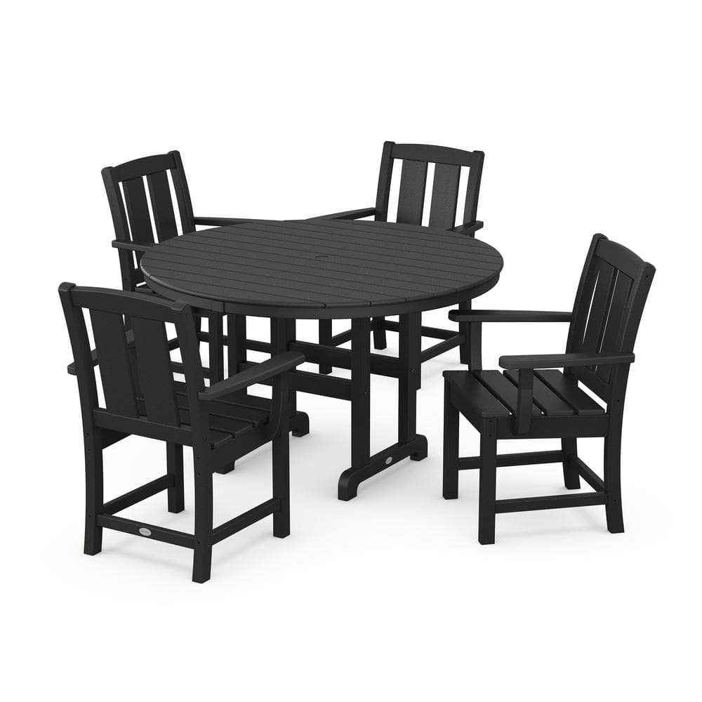 Mission 5-Piece Farmhouse Plastic Round Outdoor Dining Set in Black price history on PriceWatchPro