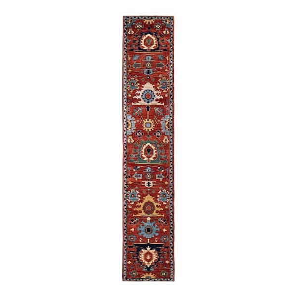 Solo Rugs Serapi One-of-a-Kind Traditional Orange 2 ft. x 14 ft. Runner Hand Knotted Tribal Area Rug