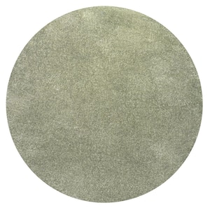 Green 8 ft. Round Haze Solid Low-Pile Area Rug