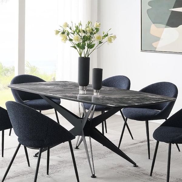 Acme Furniture Thalie Crystal Tempered Glass Top and Black Cross