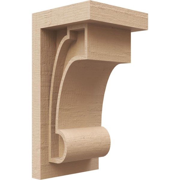 Ekena Millwork 4 in. x 8 in. x 4 in. Series 2 Wide Alma Rough Cedar Woodgrain Timberthane Polyurethane Corbel, Primed Tan