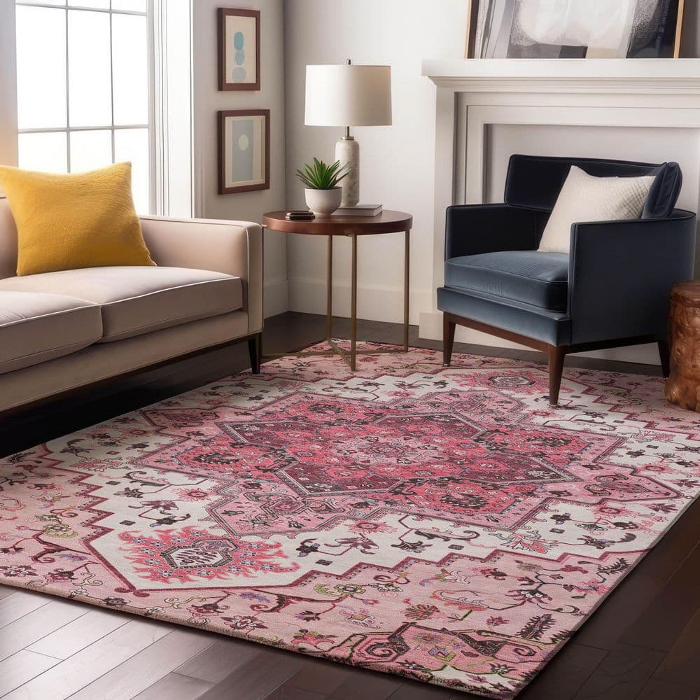 Mayfield Premium Machine Washable Abstract AMF1036 Pink 10 ft. x 14 ft. Area Rug price history on PriceWatchPro