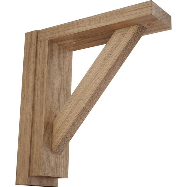 Ekena Millwork 2-1/2 in. x 8-3/4 in. x 8-1/4 in. Red Oak Traditional Shelf Bracket