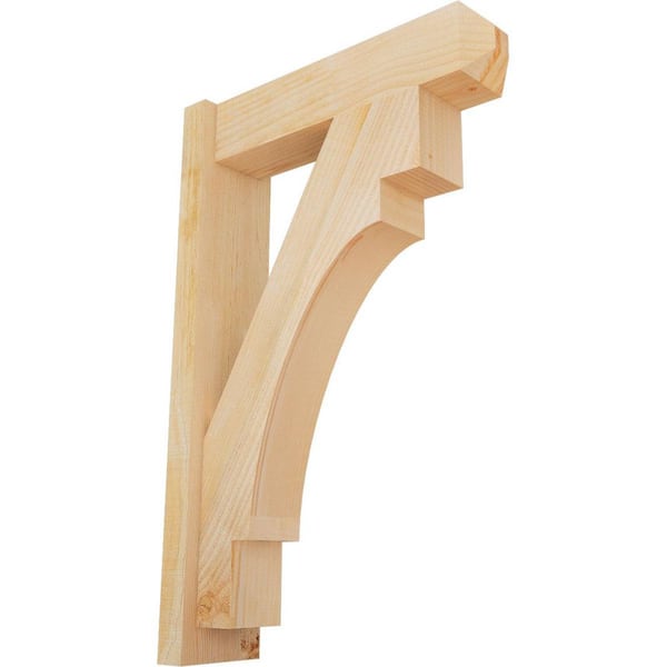 Ekena Millwork 6 in. x 34 in. x 22 in. Douglas Fir Merced Craftsman Rough Sawn Outlooker