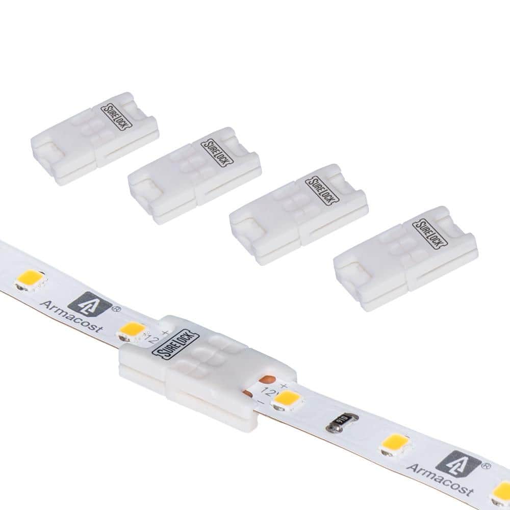 2 Pin L Shape Solderless LED Connector Clips, Max Amp 5A, 90° Connection of  10mm Width Single Color LED Strip Light