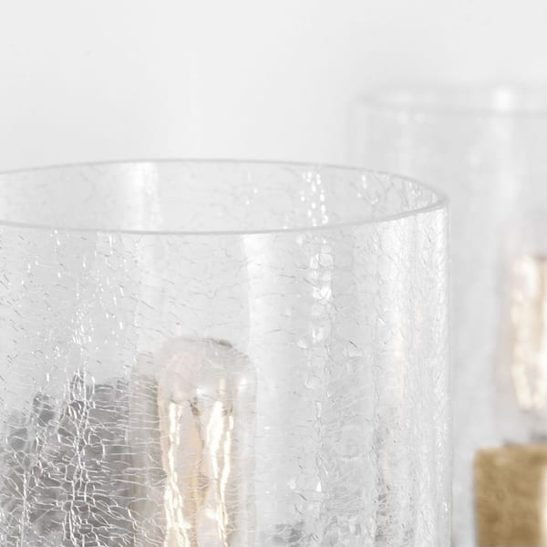 Generation Lighting - Parker 35 in. W 4-Light Satin Bronze Bathroom Vanity Light with Clear Crackle Glass Shades and LED Bulbs Included