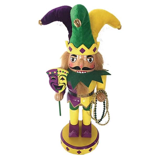 10 in. Mardi Gras Jester Nutcracker with Beads