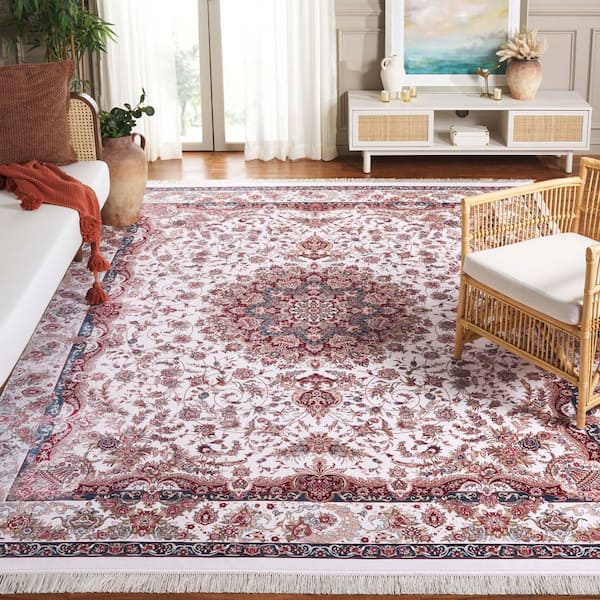 Persian Classic 8 ft. x 10 ft. Ivory/Blue Rust Medallion Area Rug