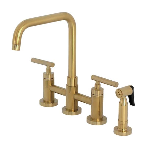 Manhattan 2-Handle Bridge Kitchen Faucet in Brushed Brass
