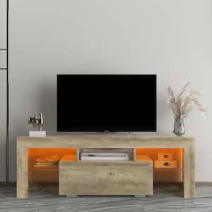 51.18 in. Wood Color TV Stand with LED RGB Lights Fits TV's up to 55 in