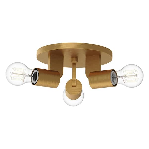 ALORA MOOD Claire 10 in. 3 Light 60-Watt Aged Gold Semi-Flush Mount