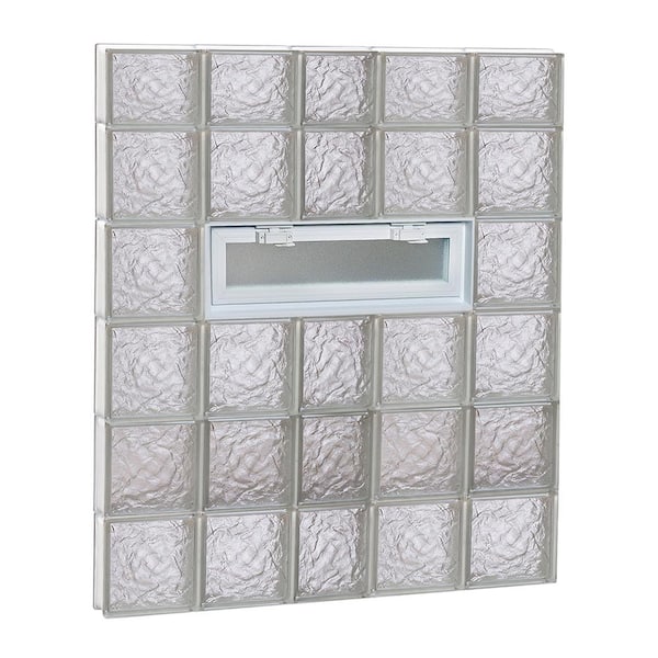Clearly Secure 36.75 in. x 44.5 in. x 3.125 in. Frameless Vented Ice Pattern Glass Block Window