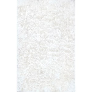Latonia Silken Shag Pearl White 2 ft. x 3 ft. Indoor Area Rug