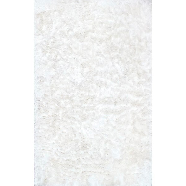 nuLOOM Latonia Silken Shag Pearl White 9 ft. x 12 ft. Area Rug