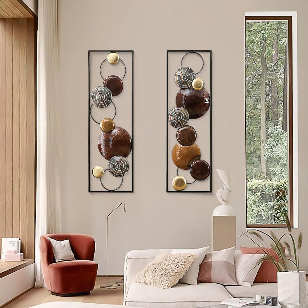 Brown and Gold Abstract Metal Wall Art Set