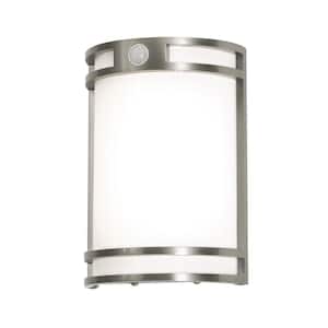Elston 1-Light Brushed Aluminum LED Outdoor Wall Lantern Sconce with Acrylic Shade