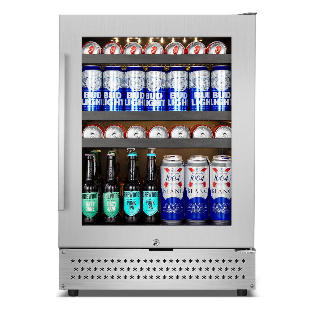 Built-In Or Freestanding 24in. Single Zone 190Cans(12oz.) Beverage Cooler In Stainless steel