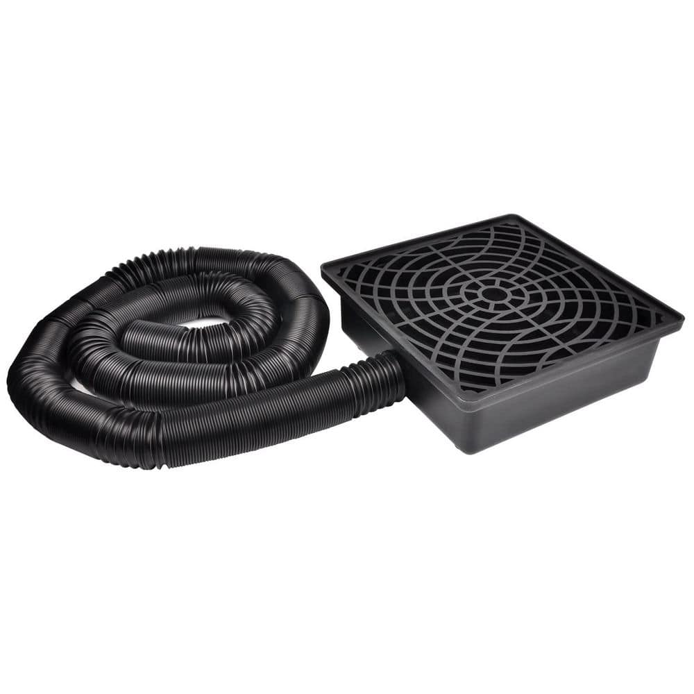 12 in. x 12 in. Black Plastic Low Profile Gutter Catch Basin Drain Kit with