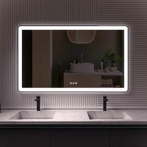 48 in. W x 40 in. H Rectangular Framed LED Anti-Fog Wall Bathroom Vanity Mirror Back and Front Light in Tempered Glass