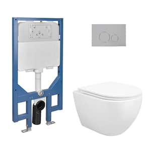 2-Piece 1.1/1.6 GPF Dual Flush Elongated Wall Hung Toilet with Concealed In-Wall Toilet Tank in White (Seat Included)