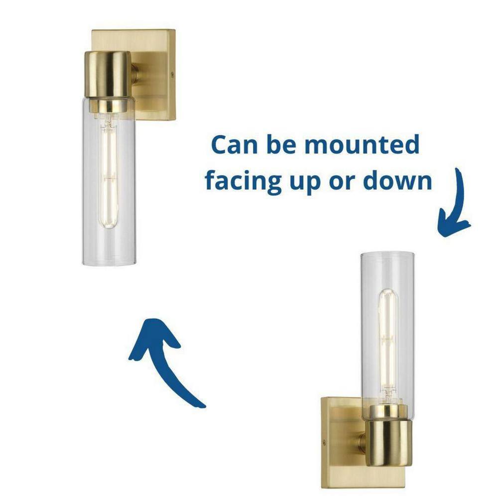 Clarion Satin Brass Modern Cylindrical Wall Sconce
