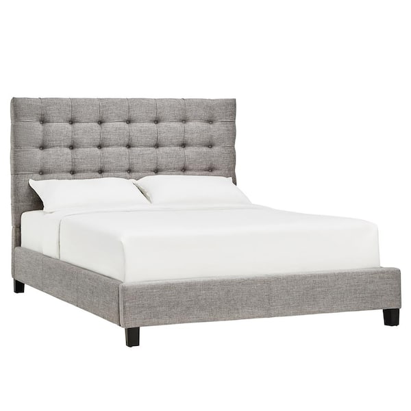 HomeSullivan Cadley Grey Button Tufted Queen Standard Bed