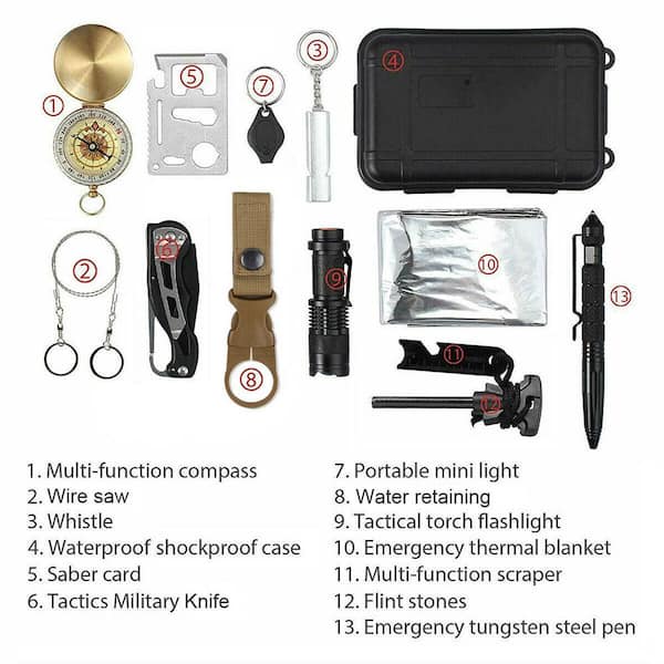 Multi Functional 7 in 1 Camping Hiking Outdoor Survival Traveling