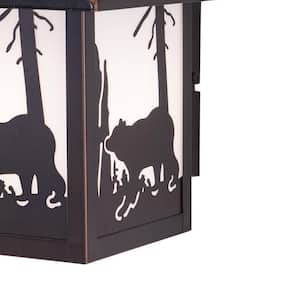 Bozeman 1 Light Bronze Rustic Bear Tree Outdoor Wall Lantern White Glass