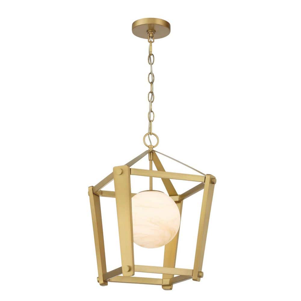 Shimmer 60-Watt 1-Light Legacy Brass 13 in. Cage Pendant Light w/ Etched Opal Amber Swirl Glass Shades No Bulbs Included price history on PriceWatchPro