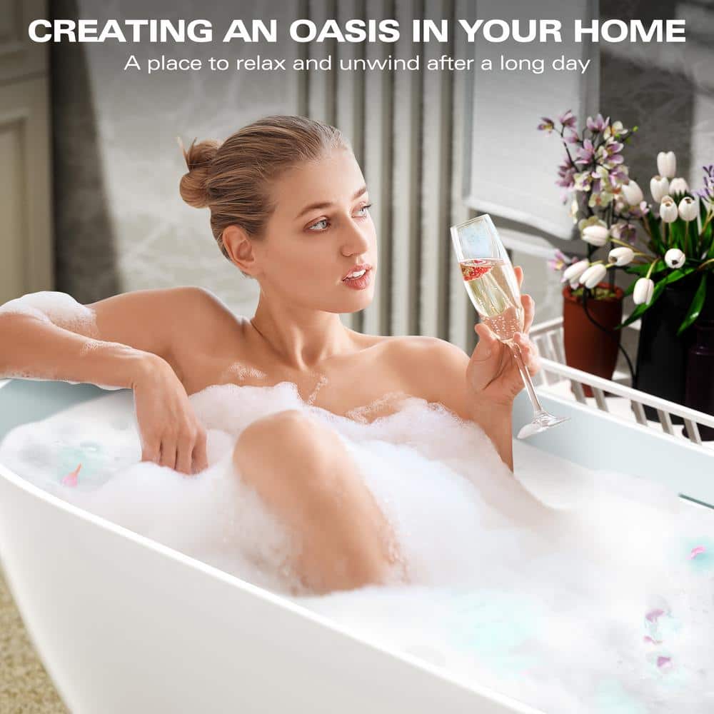 Glossy White 63" Oval Freestanding Soaking Bathtub