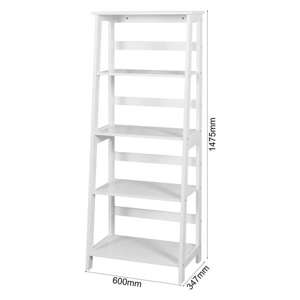 Amery 2-Tier Ladder Wall Shelf with Hooks - White