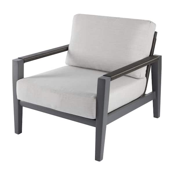 Laguna Outdoor Aluminum Lounge Chair with Grey Sunbrella Cushions